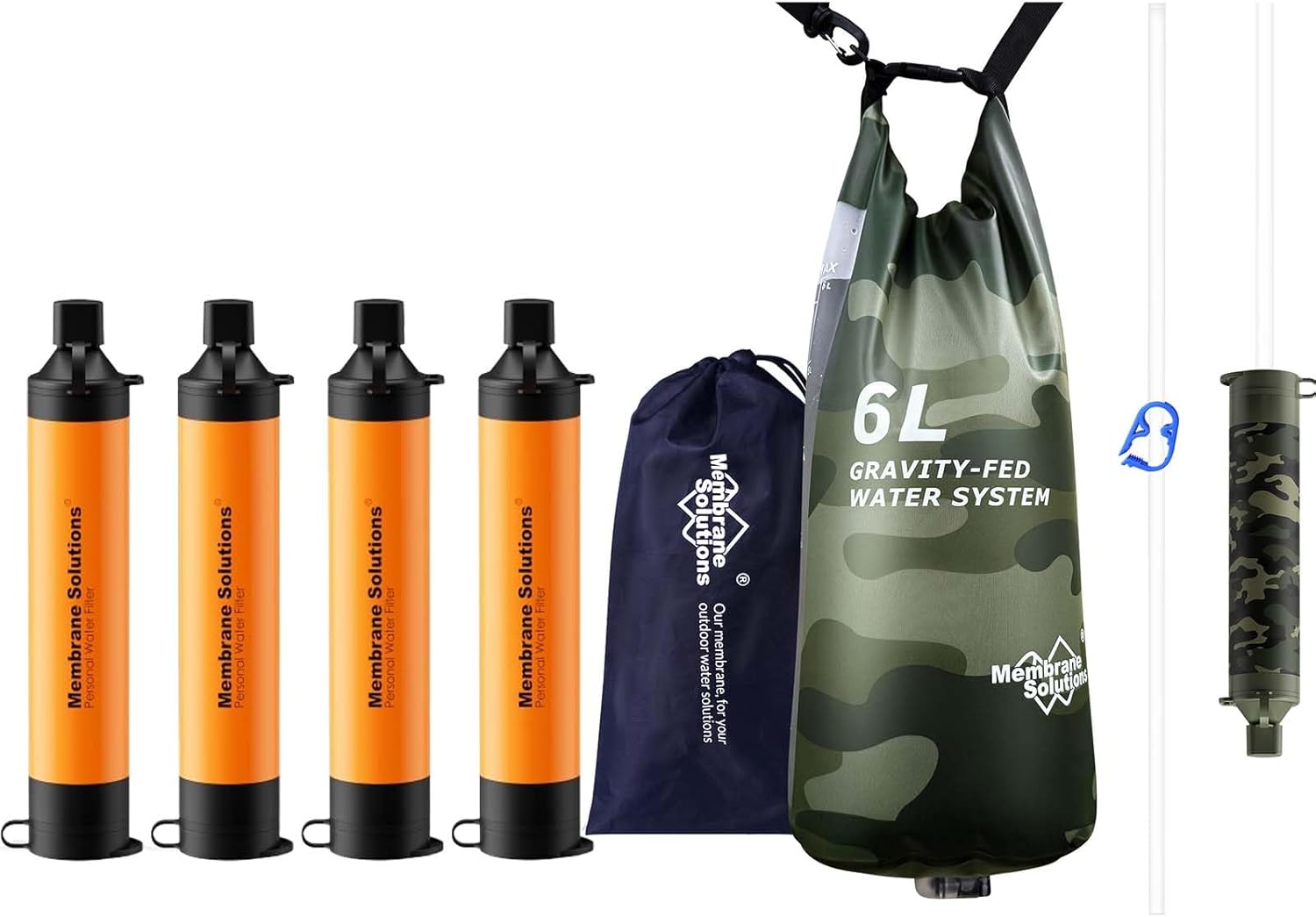 Water Filter Straw - 프로 6L 카모 그래비티 워터 필터(4개
