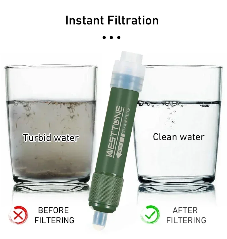 Water Filter Straw - Westtune 야외 미니 캠핑 정화 워터