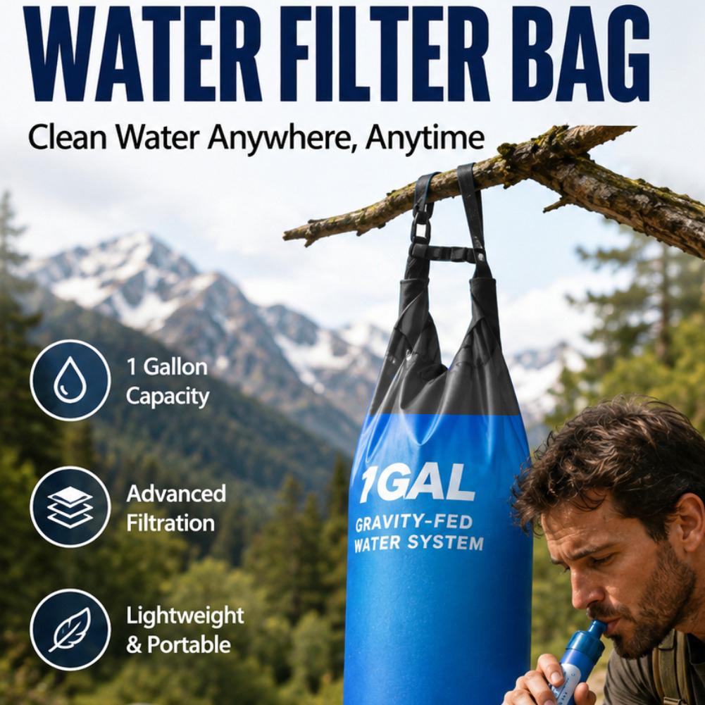 캠핑용 중력식 물주머니 (물 필터 및 호스 포함) 접이 - Water Filter Straw 리뷰 및 가격