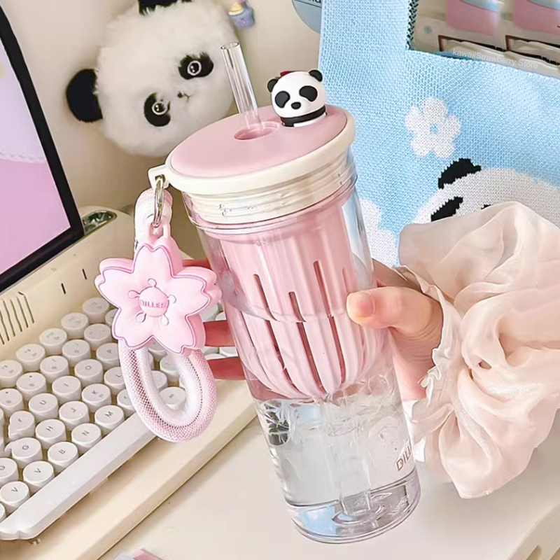 소녀용 귀여운 사쿠라 판다 트리탄 스포츠 물병, 커피  - Water Filter Straw 리뷰 및 가격