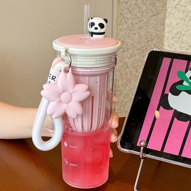 소녀용 귀여운 사쿠라 판다 트리탄 스포츠 물병, 커피  - Water Filter Straw 리뷰 및 가격